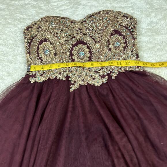 City studio baroque gold & rhinestone tulle corset cocktail party dress, size 3 - Picture 7 of 11